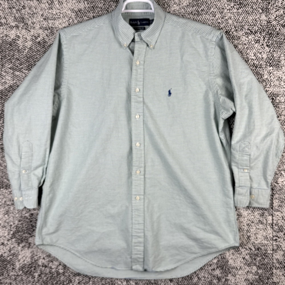 Ralph Lauren Button Up Shirt Mens 16.5 32/33 Classic Fit Check Long Sleeve Pony